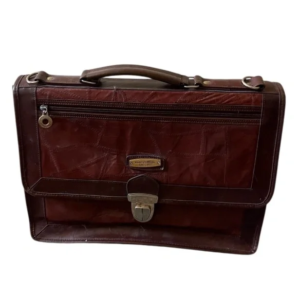 M.C. Vintage GENUINE LEATHER Handbag Briefcase Messenger Patent Leather - Picture 3 of 11